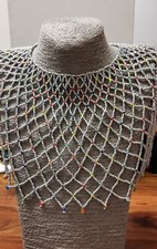 Silver Multicoloured Zulu Choker Glass Beaded Bib Necklace Handmade In Africa