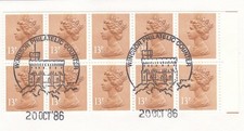 £1.30 Booklet Pane 13p Harrison Chambon GB Used Windsor 1986 ON PIECE (147209)