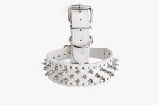 White faux Leather Studded Dog