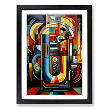 Jukebox Cubism Framed Canvas