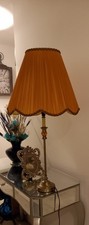 Genuine Vintage Bespoke  17 " Chiffon Pleated Lampshade In Burnt Orange  lined.