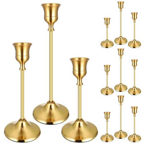 Gold candle holders set 12 - gold,