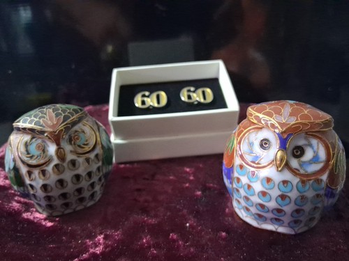 Vintage cloisonne owl - vintage, figurine