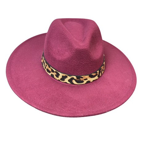 Leopard print band hat fedora - band,