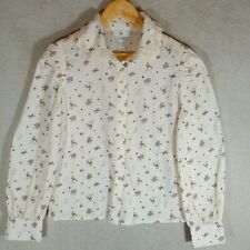 La Redoute Shirt Blouse Floral/Birds 36 8 Cottagecore/Victorian Cream RP £42