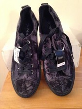 Next Navy Blue Velvet Plimsole Style Shoes Size 7 EU 41 BNWL RRP £28 Ex Con