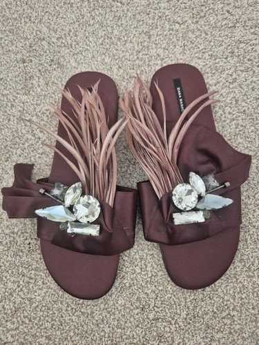 Zara flat burgundy satin