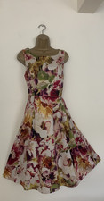 KALIKO FLORAL TEA DRESS SIZE 12 50s FIT & FLARE GARDEN PARTY WEDDING  HOLIDAY