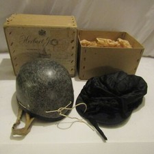 Antique vintage sporting riding jockey helmet silk cap & hat box motoring maybe