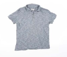 Mens Blue Cotton Blend Polo