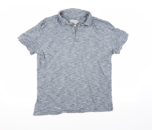 Mens blue cotton blend polo - blue,
