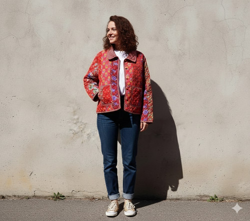 Indian red quilted - indian, patchwork