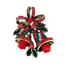 Christmas Brooch Xmas Badge Rhinestone Crystal Brooch Pin Jingle Bells Xmas Gift