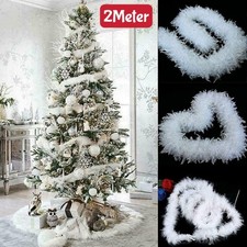 5pcs 2m White Feather Christmas Tree Boa Fluffy Garland Xmas Ribbon Wedding Deco