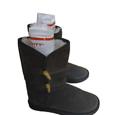 UKALA TAJ LOW WOMEN'S SIZE 7W GRAY MERINO WOOL LINED SUEDE BOOTS TOGGLE CLOSURE