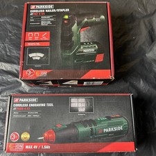 Parkside 4v Cordless Nailer Stapler Gun With USB Charger + Engraver Tool Joblot