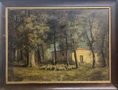 Antique oil painting barbizon - oil,