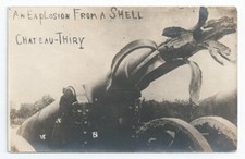 WW1 German Artillery Howitzer Destroyed by Shell Explosion Château-Thierry RP PC