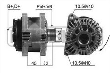 Alternator with V-ribbed belt pulley 210234 ERA for CITROËN PEUGEOT FIAT SUZUKI