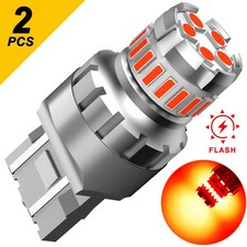 2x 7443/7440 Brake Tail Stop Lights Xenon 6000K Flash Red 23-SMD LED Lamp Bulbs