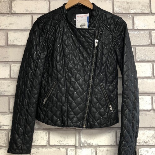 Mango black leather - leather, studded