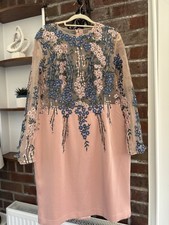 Terani Couture pink Mother Of The Bride Lace Blue Diamanté Fitted Dress Size 16