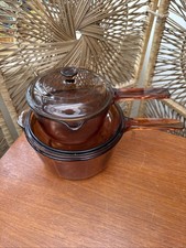 Vintage Vision Pans Corning Amber Glass 20cm And 16cm Pan Set Of 2 Retro Pans