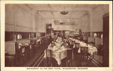 Wilmington Delaware DE Kent Hotel Restaurant Postcard