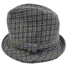 Vintage Georgia Rianne Mens Grey Wool Check Tweed Trilby Hat Size 57 cm