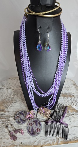 Purple statement jewelry lot - purple,