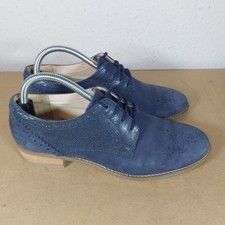 Clarks Brogue Shoes UK 7 D Blue Suede Leather Cushion Plus Shoes Smart Formal 