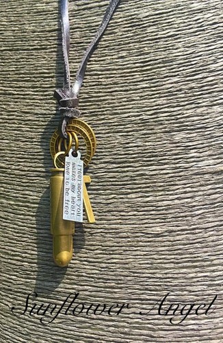 Brass bullet pendant necklace - brass,