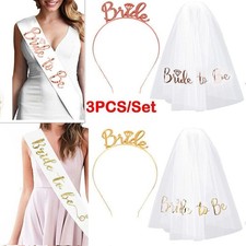 3PC Bride To Be Hen Party Night Out Accessories Bride Veil/ Headband Tiara/ Sash