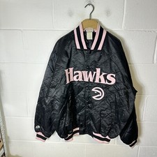 Vintage Atlanta Hawks Jacket Mens 2XL XXL Black Majestic Hardwood Classics NBA*
