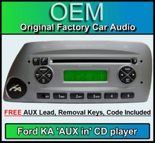 Ford KA AUX in CD player, SILVER KA 6000 AUX car stereo, radio keys and code