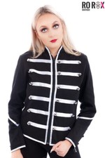 Womens Steampunk Military Parade Jacket - Ladies Goth Punk Rock Long Sleeve Coat
