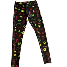 Zumba Wear S/P Black Print Leggings Workout Activewear Hearts Love The Present