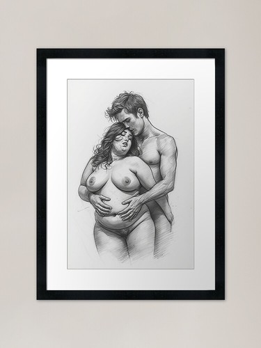 Naked man woman hug framed - naked,