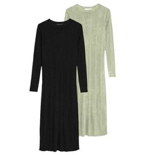 M&S RIBBED MIDI DRESS Black