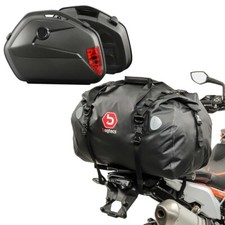 Motorcycle panniers Set + Rack SX82 + Tail Bag XF60 Bagtecs blk