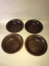 4 x Vintage Round Deep Wooden Plates 17 cm. diameter, approx. 5 cm. deep