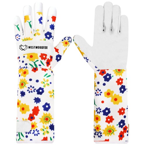 Leather gardening gloves - leather, long