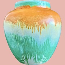 Shelley Art Deco drip paint Harmony porcelain jar vase  15 cm tall damaged