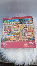 Farmer's Market 500 PC Puzzle Vintage Truck Flowers Fruits Vegetables Gazebo