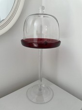 IKEA Aktad Raised Domed Display Cake Stand Red And Clear Glass Used Excellent