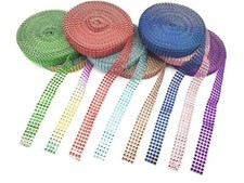 9 yards Diamante Effect, Rhinestone Mesh Ribbon Trimming Bridal Craft 3+1 free