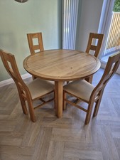 Solid Oak Extending Dining Table with 4 Chairs Oak Furniture Land