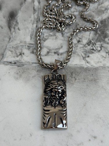 Stainless steel jesus face - stainless,