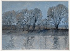 Bernard Myers (1925-2007) - Contemporary Oil, Trees by the Tow Path