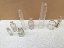 8 x Assorted Laboratory Small Glass Apothecary bottles / Test Tubes # P56